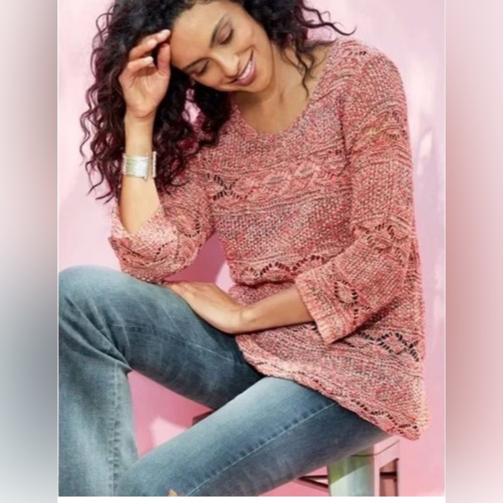 Soft Surroundings size M Rio Pointelle Sweater